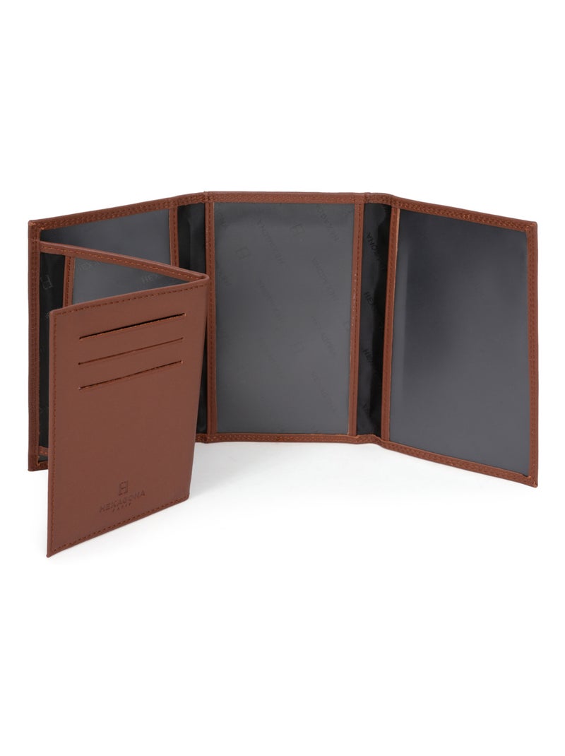 Portepapiers  3 volets  Stop RFID  Cuir SENSATION Cognac - Kiabi