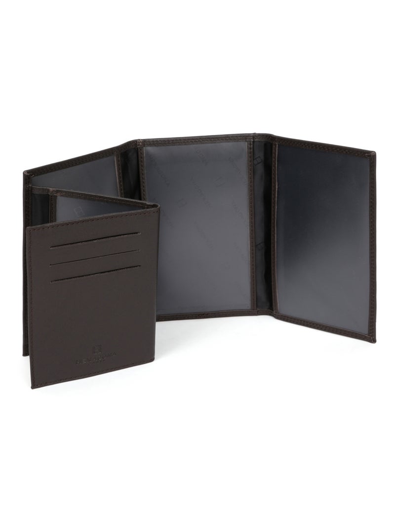 Portepapiers  3 volets  Stop RFID  Cuir SENSATION Marron foncé - Kiabi