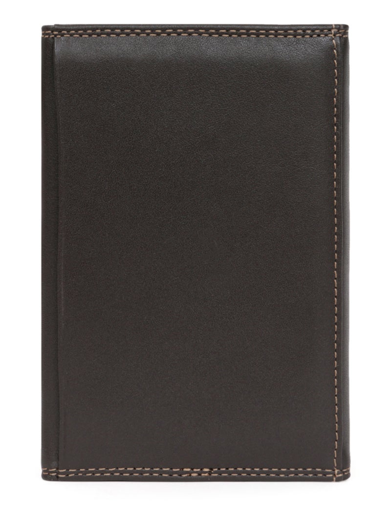 Portepapiers  3 volets  Stop RFID  Cuir SENSATION Marron foncé - Kiabi