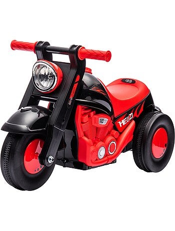 Porteur enfant moto 3 roues effet bulles et musique rouge noir