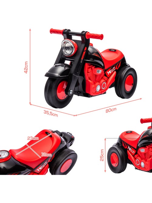 Porteur enfant moto 3 roues effet bulles et musique rouge noir - Kiabi