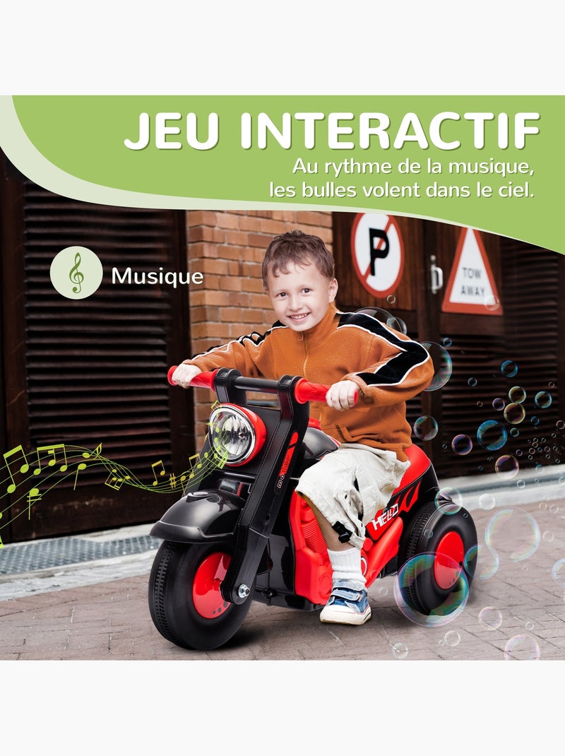 Porteur enfant moto 3 roues effet bulles et musique rouge noir Noir - Kiabi
