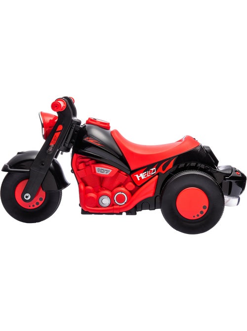 Porteur enfant moto 3 roues effet bulles et musique rouge noir - Kiabi
