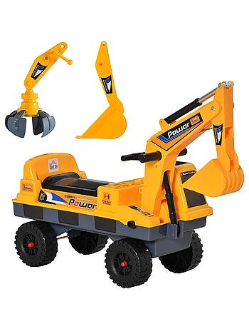Porteur enfant tractopelle pelleteuse articulée pince incluse jaune