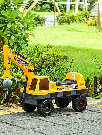 Porteur enfant tractopelle pelleteuse articulée pince incluse jaune
