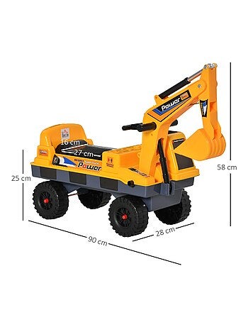 Porteur enfant tractopelle pelleteuse articulée pince incluse jaune