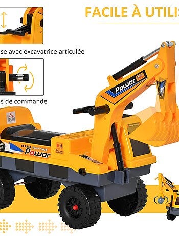 Porteur enfant tractopelle pelleteuse articulée pince incluse jaune