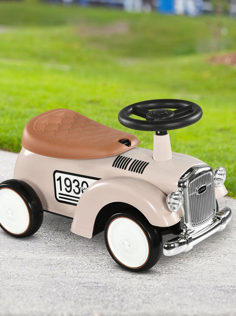 Porteur enfant voiture de collection rétro coffre butée arrière klaxon beige Beige - Kiabi