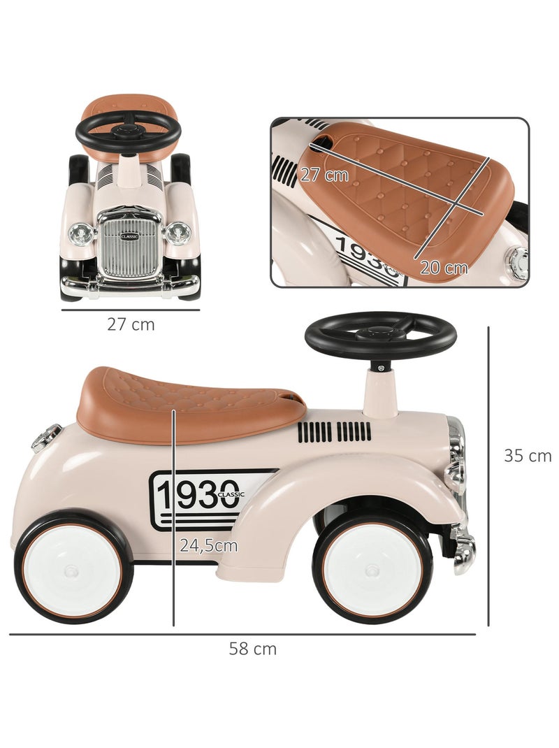 Porteur enfant voiture de collection rétro coffre butée arrière klaxon beige Beige - Kiabi