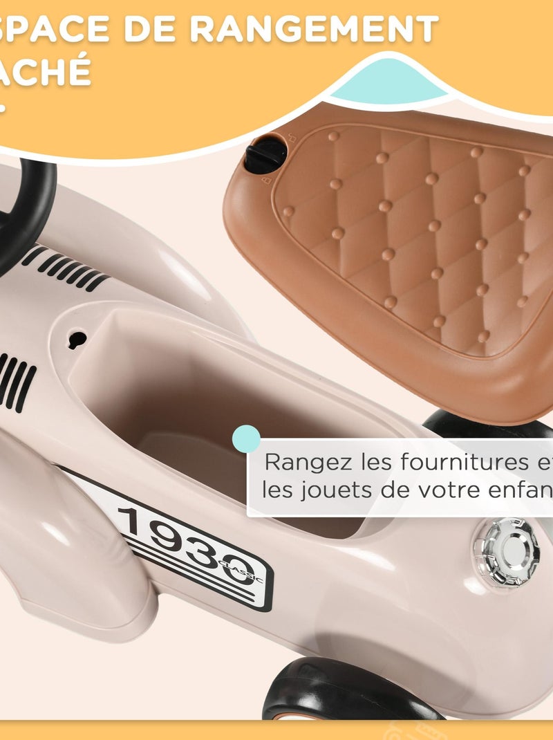 Porteur enfant voiture de collection rétro coffre butée arrière klaxon beige Beige - Kiabi