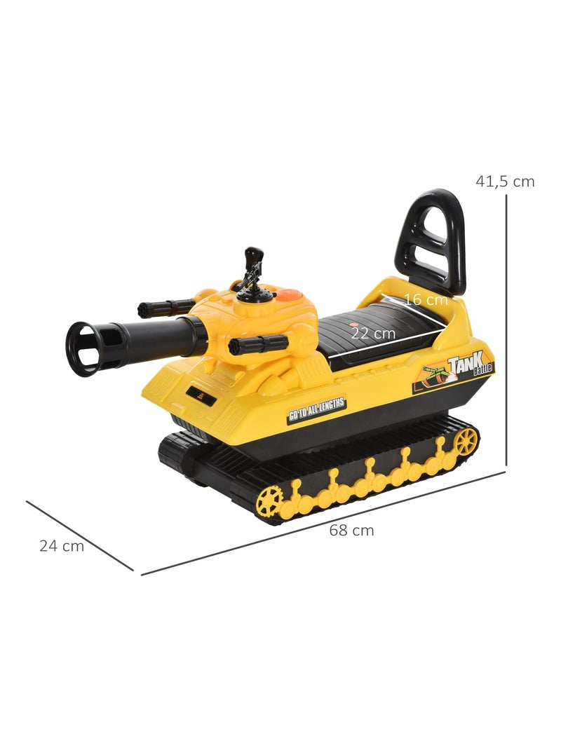 Porteur enfant voiture enfant tank coffre klaxon pistolet à balles jaune Jaune - Kiabi