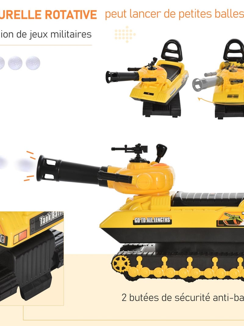 Porteur enfant voiture enfant tank coffre klaxon pistolet à balles jaune Jaune - Kiabi