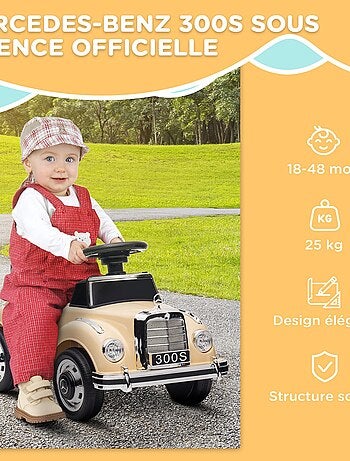 Porteur enfant voiture licence Mercedes-Benz 300S coffre butée arrière