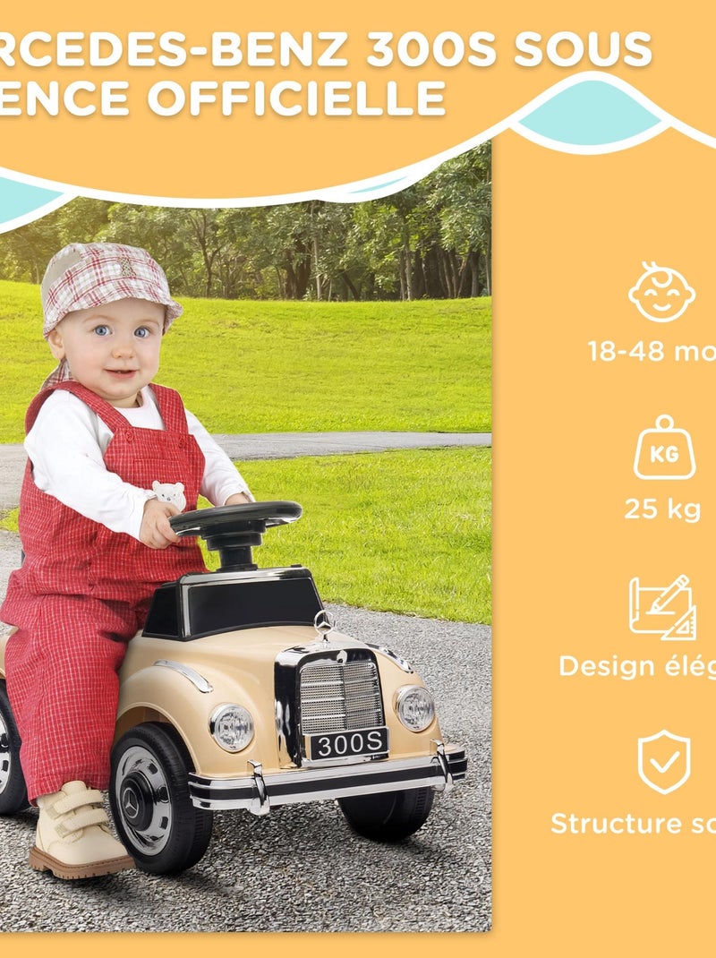 Porteur enfant voiture licence Mercedes-Benz 300S coffre butée arrière Noir - Kiabi