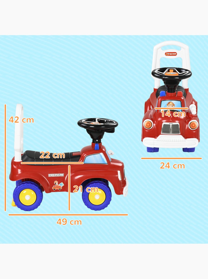 Porteur enfants camion de pompier 18-36 mois - Coffre phares musique Rouge - Kiabi