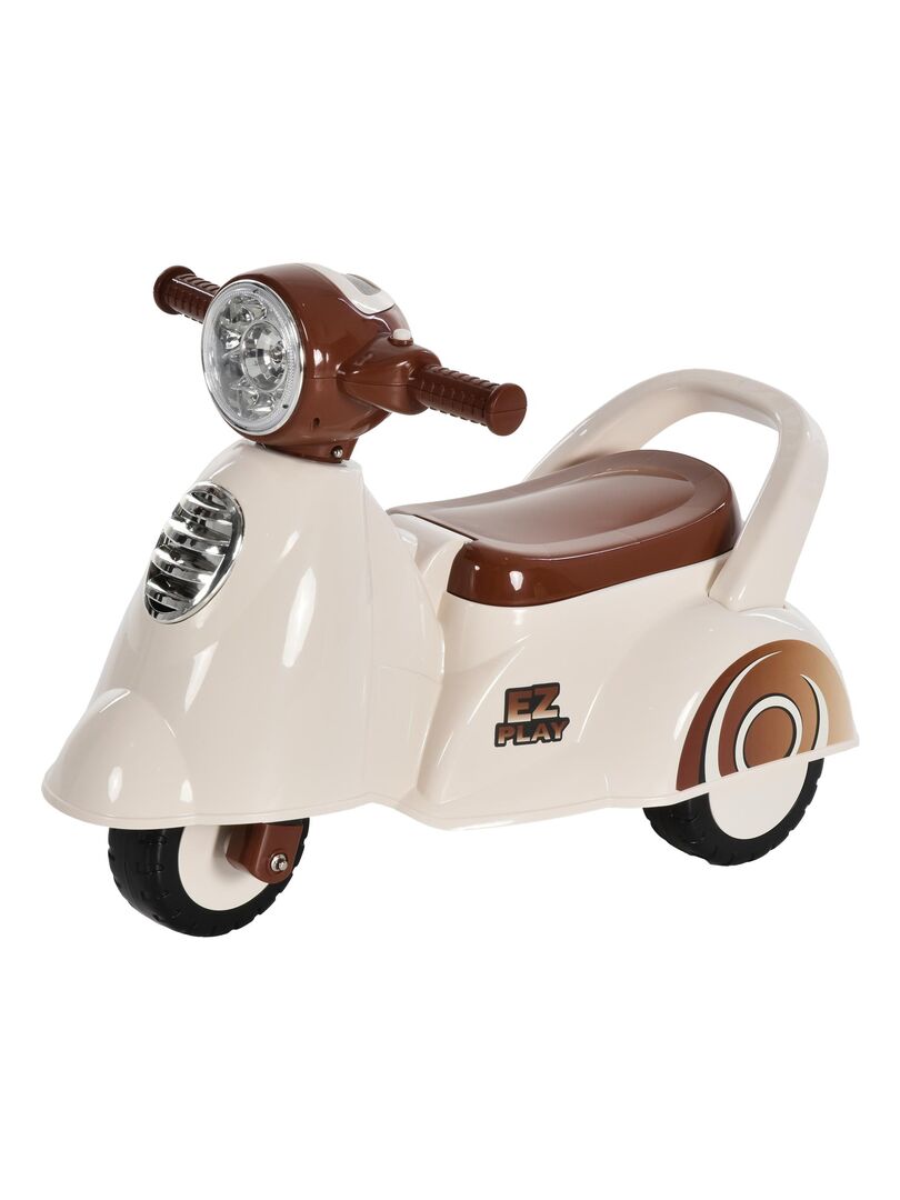 Porteur enfants moto 12-36 mois effets lumineux et sonores coffre blanc  marron - Blanc - Kiabi - 71.90€