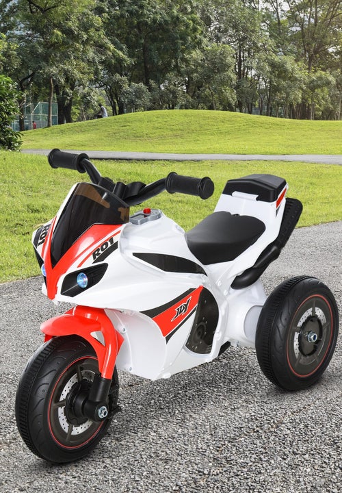 Porteur enfants moto de course effets musicaux et lumineux coffre rangement rouge blanc - Kiabi