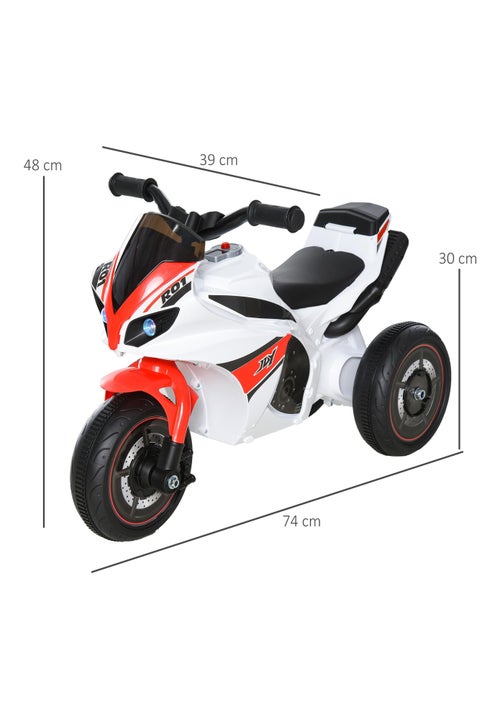 Porteur enfants moto de course effets musicaux et lumineux coffre rangement rouge blanc - Kiabi