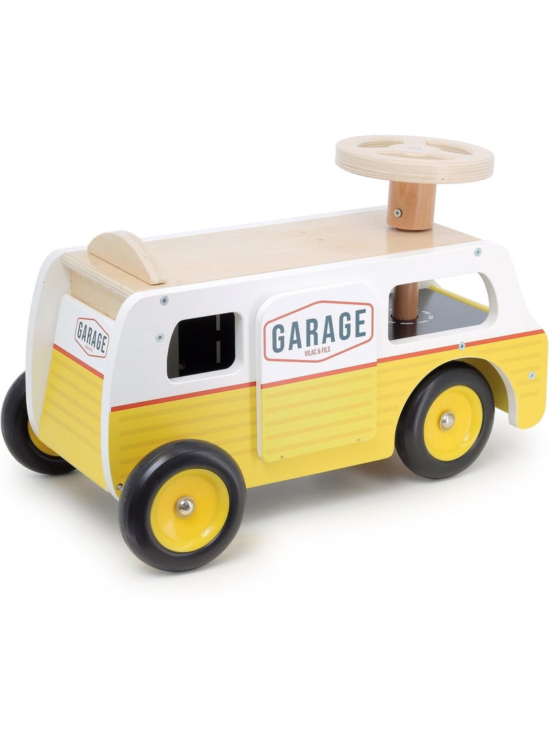 Porteur Van garage en bois Jaune - Kiabi