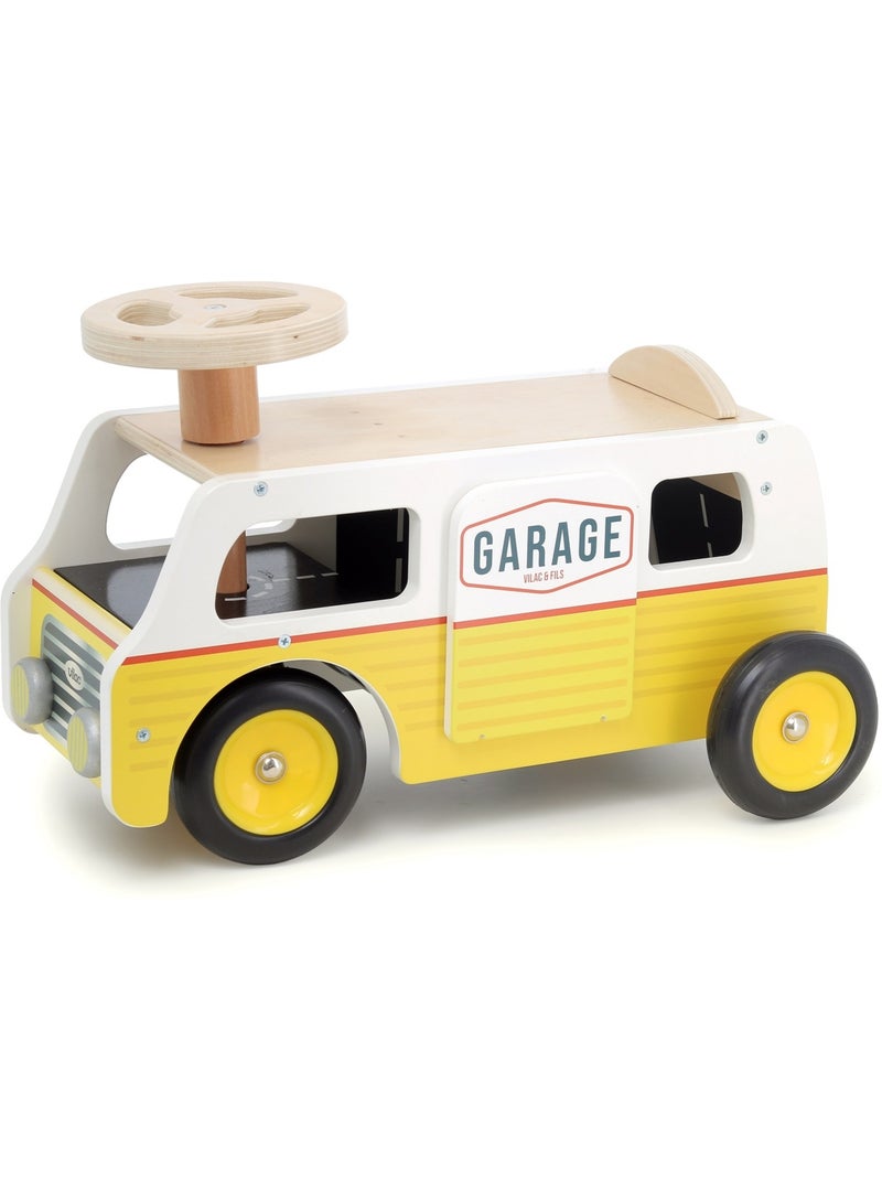 Porteur Van garage en bois Jaune - Kiabi