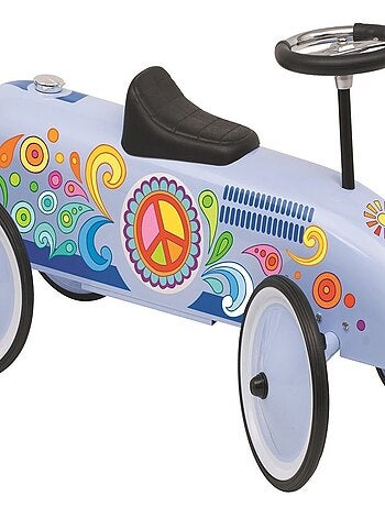 Porteur voiture bleu Peace and Love