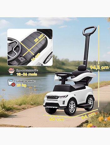 Porteur voiture enfant Land Rover Discovery évolutif blanc