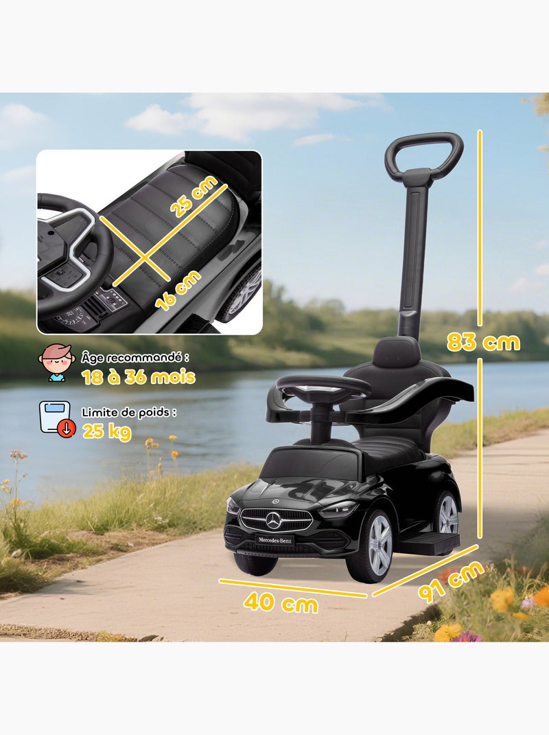 Porteur voiture enfant Mercedes-Benz classe C évolutif Noir - Kiabi