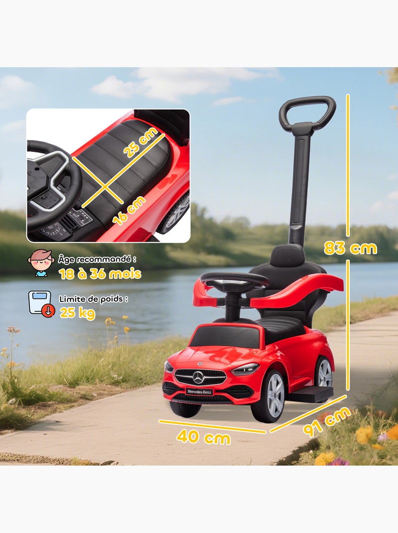 Porteur voiture enfant Mercedes-Benz classe C évolutif Rouge - Kiabi