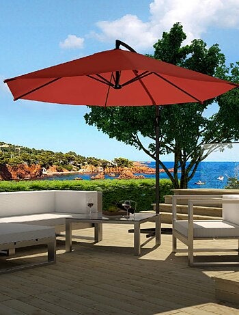 PORTICCIO - Parasol déporté octogonal Ø 300 cm marron