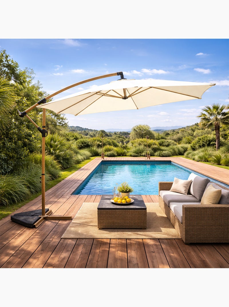 PORTICCIO Parasol déporté octogonal  300 cm écru Ecru - Kiabi