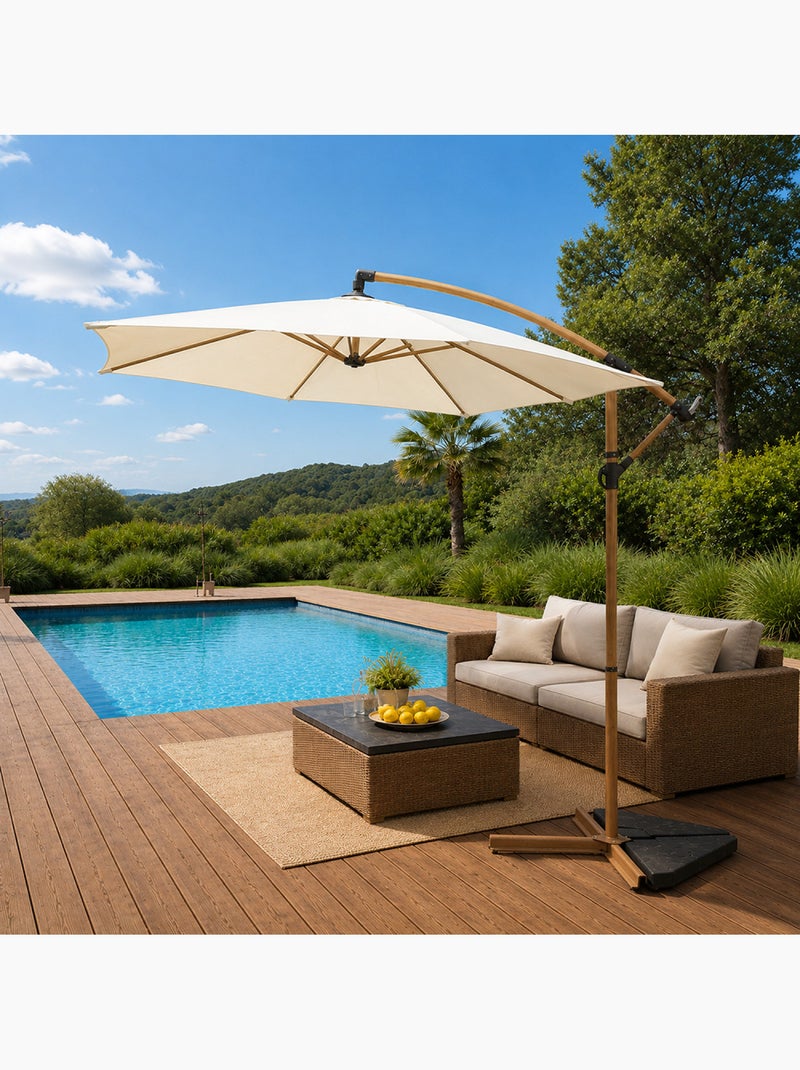 PORTICCIO Parasol déporté octogonal  300 cm écru Ecru - Kiabi