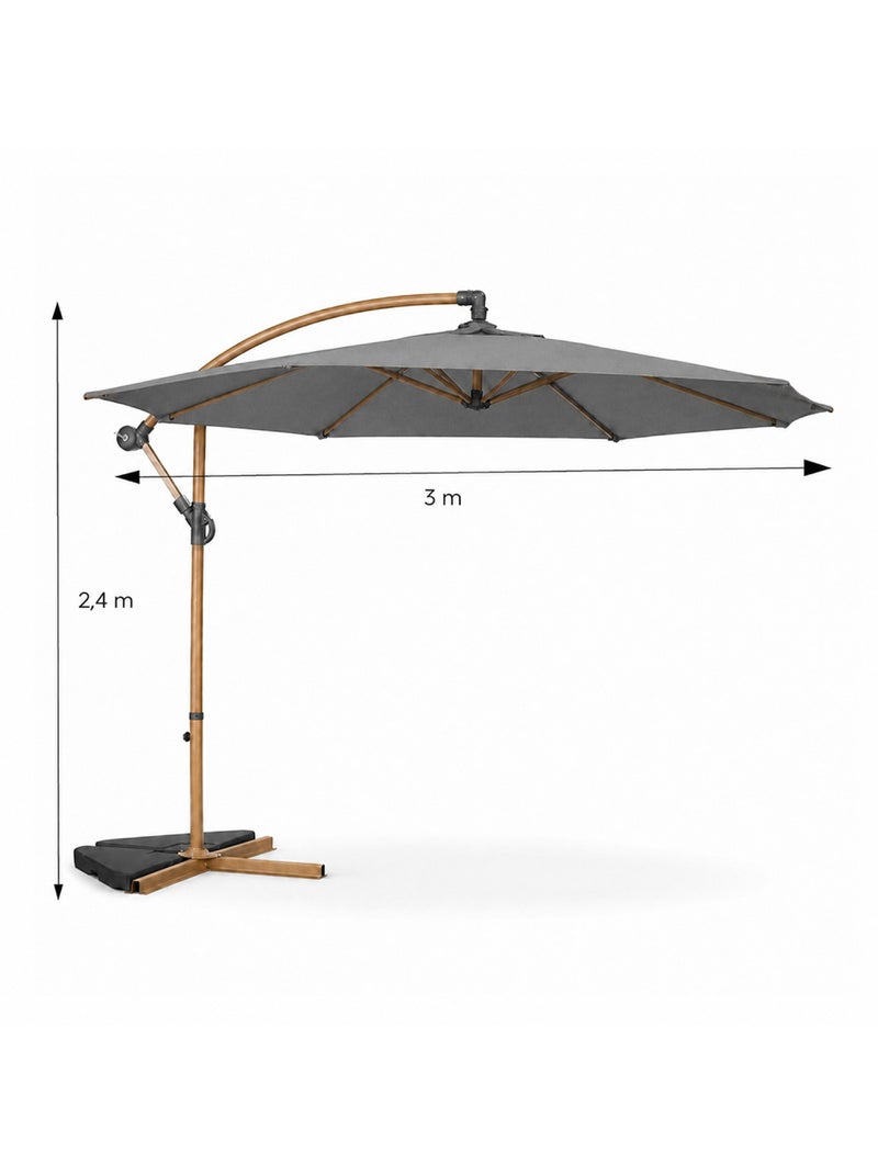 PORTICCIO Parasol déporté octogonal  300 cm gris Gris - Kiabi