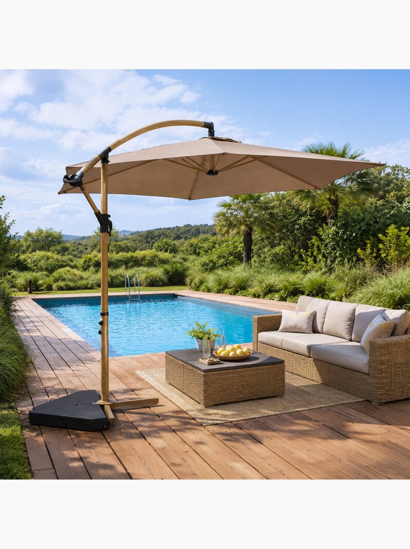 PORTICCIO Parasol déporté octogonal  300 cm taupe Taupe - Kiabi