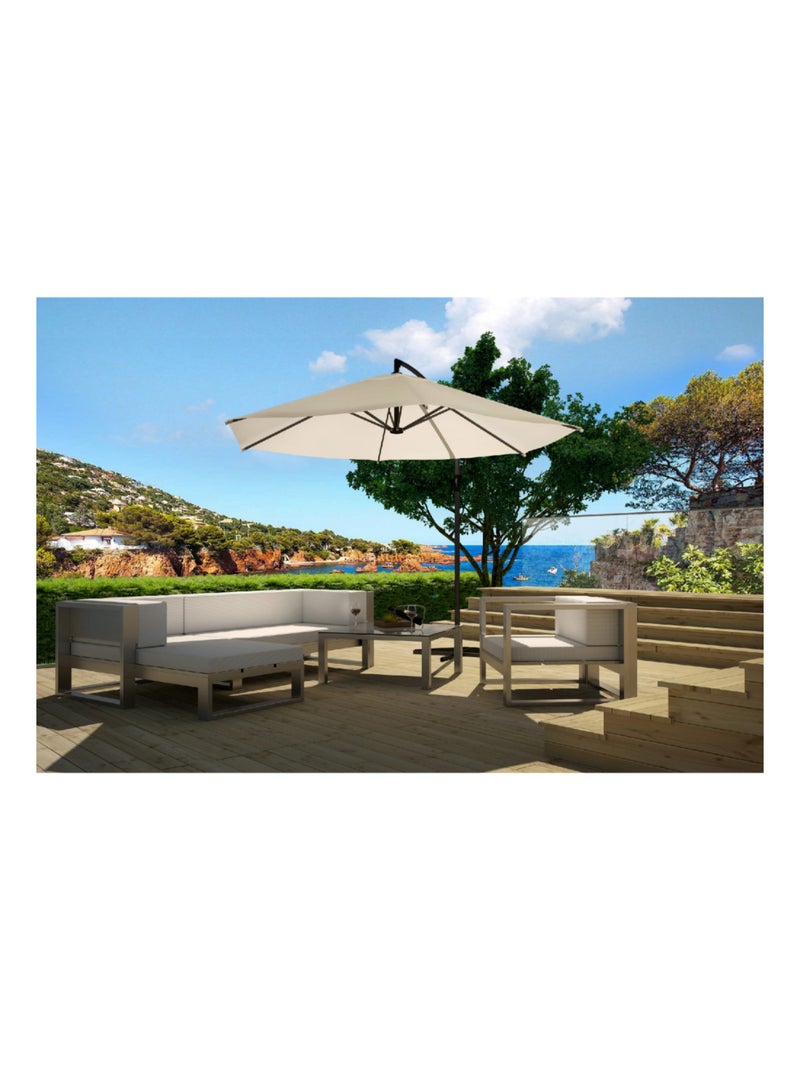 PORTICCIO Parasol ecru déporté rond 3 x 3 m Ecru - Kiabi