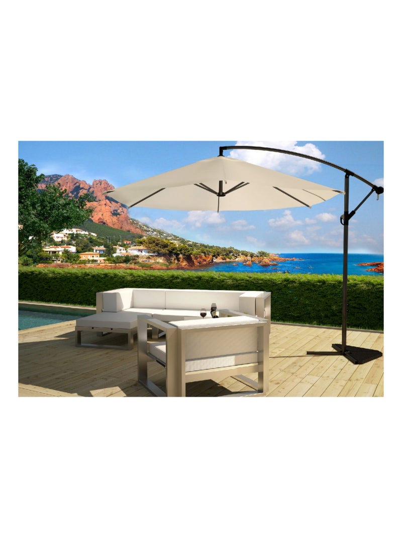 PORTICCIO Parasol ecru déporté rond 3 x 3 m Ecru - Kiabi