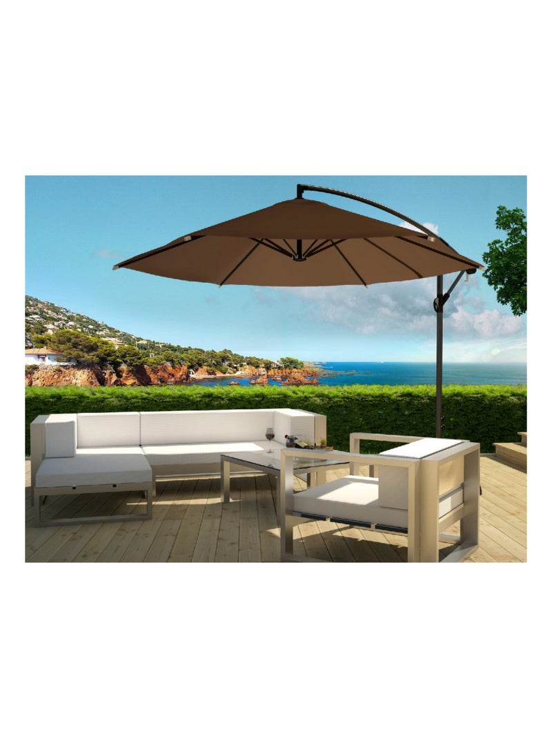 PORTICCIO Parasol marron déporté rond 3 x 3 m Marron - Kiabi
