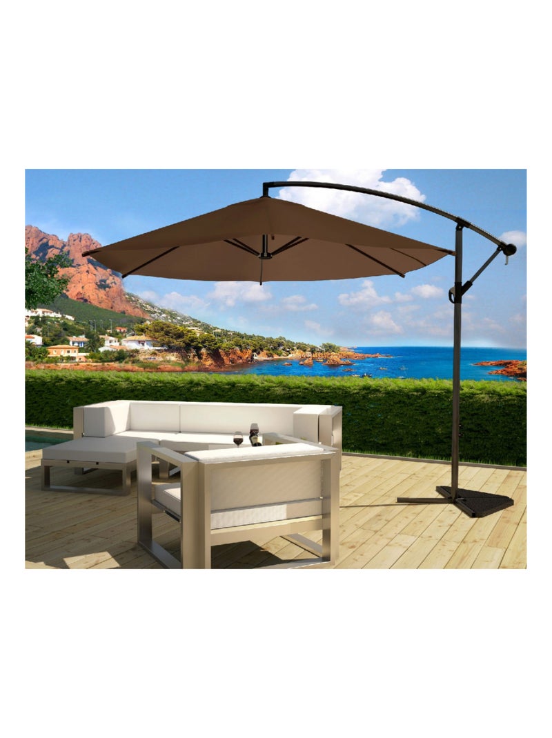PORTICCIO Parasol marron déporté rond 3 x 3 m Marron - Kiabi