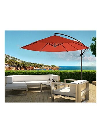 PORTICCIO Parasol marron déporté rond 3 x 3 m