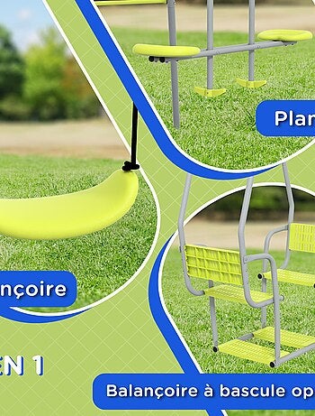 Portique 3 agrès 2 face à face et balançoire - PLAYZGARDEN