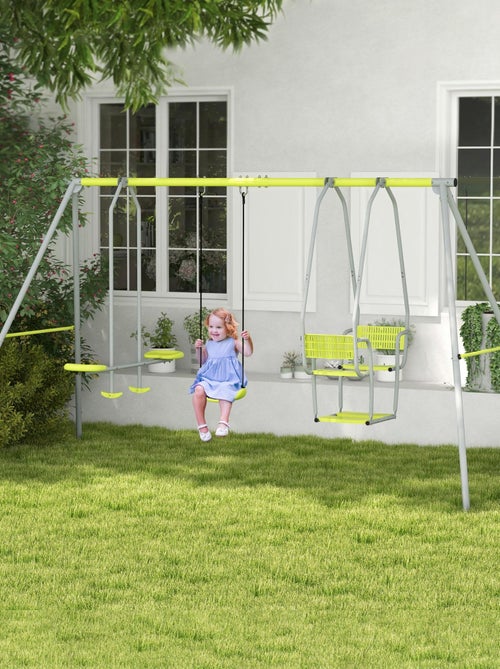 Portique 3 agrès 2 face à face et balançoire - PLAYZGARDEN - Kiabi