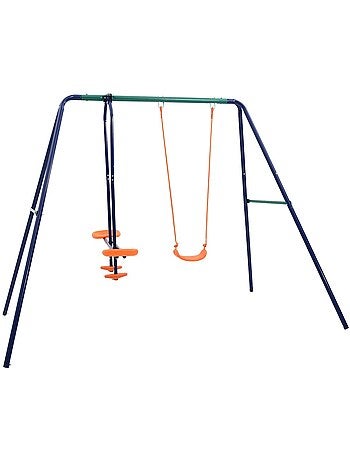 Portique acier 3 places avec balançoire et bascule 240 cm vidaxl