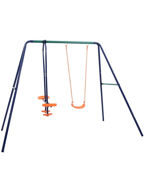 Portique acier 3 places avec balançoire et bascule 240 cm vidaxl - Kiabi
