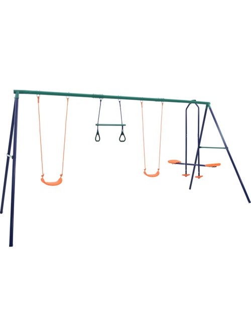 Portique acier 4 sièges avec anneaux de gymnastique 380 cm vidaxl - Kiabi
