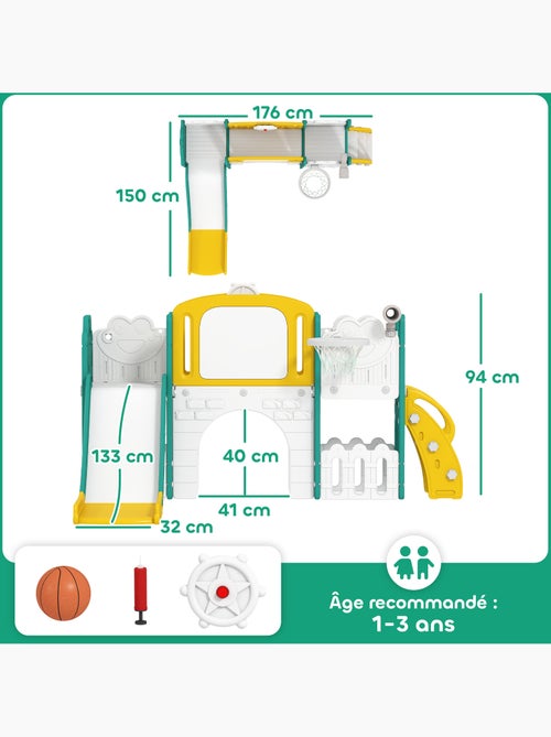 Portique aire de jeu enfant 7 en 1 hdpe - Kiabi Portique aire de jeu enfant 7 en 1 hdpe - Kiabi