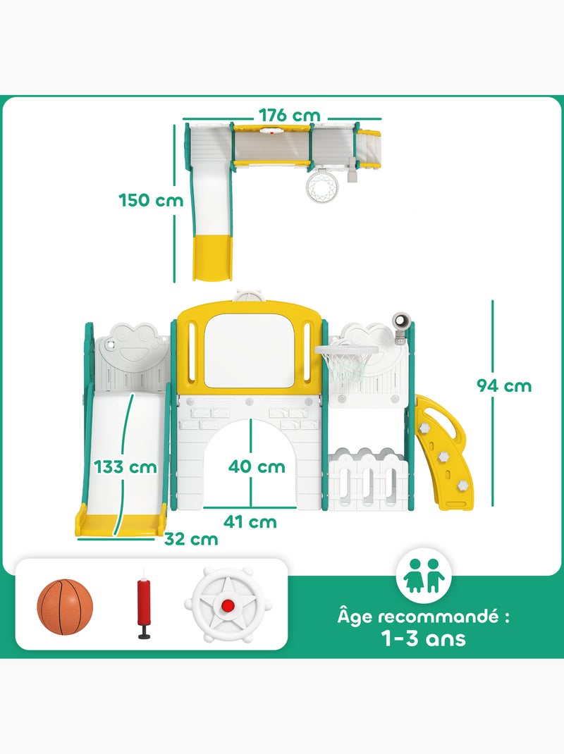 Portique aire de jeu enfant 7 en 1 hdpe Vert - Kiabi