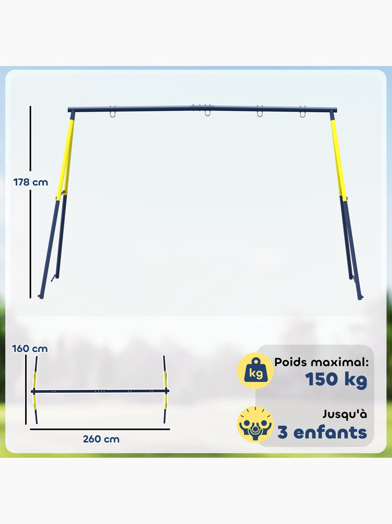 Portique balançoire double 4 crochets acier max. 150 kg Bleu Bleu - Kiabi