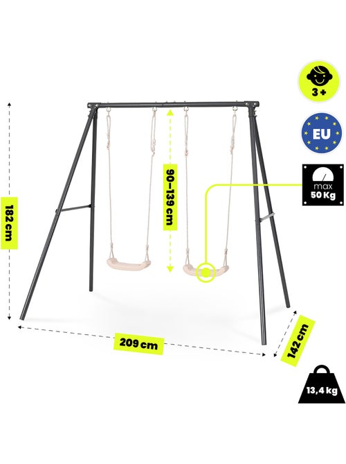 Portique Balançoire Double Jardin HyperMotion - Acier 3-12 Ans - 2 Sièges 100kg - Kiabi Portique Balançoire Double Jardin HyperMotion - Acier 3-12 Ans - 2 Sièges 100kg - Kiabi