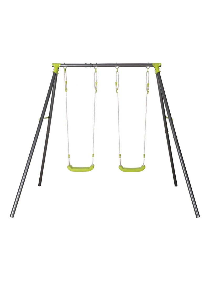 Portique balançoire double métal Bise Noir Vert - Kiabi