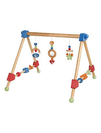 Portique d'éveil en bois avec 3 anneaux de dentition - ROBA