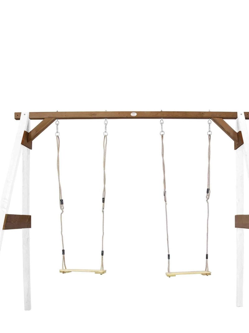 Portique double : 2 balançoires, en bois, gris/blanc Axi Blanc Marron - Kiabi